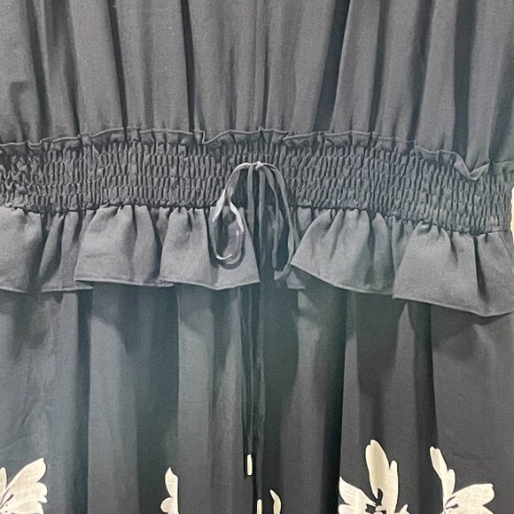 TAYLOR NWT Sheer Lined Short Sleeve Peplum V-Neck Maxi Dress Floral Blk/Wht 18 - Picture 4 of 12